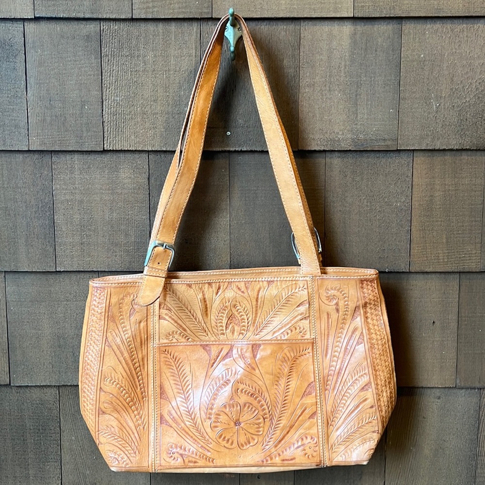 Stamped leather bag